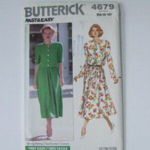 Butterick 4679 blouse skirt sewing pattern vintage uncut shirt flared plus size